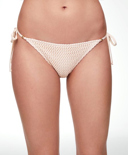 Oysho Medium-coverage Crochet Bikini Briefs With Ties Natural | 19867-ACIX