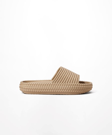 Oysho Metallic Braided Platform Slides Oro | 64319-MQRT